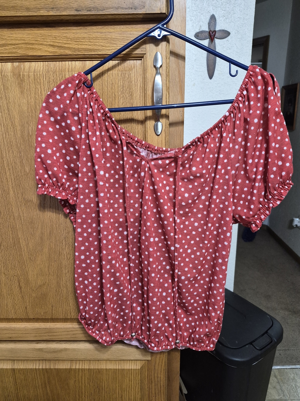 Maurices Red Polka Dot Off-Shoulder Blouse